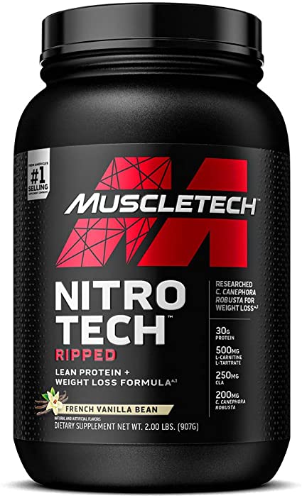 MuscleTech Nitro-Tech Ripped Whey Protein Powder + Weight Loss Formula ...